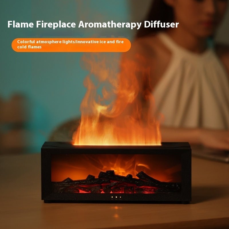 Flame Aromatherapy Machine Essential Oil Diffuser Humidifier 3D Flame Fireplace Machine - silverfoxgoods